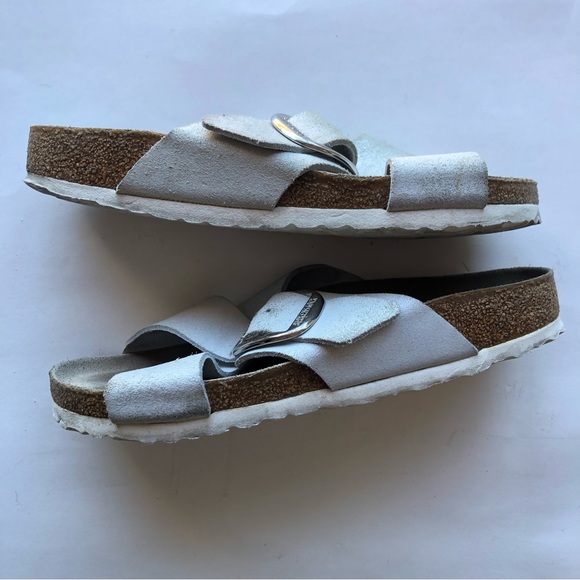 Birkenstock Big Buckle Silver Slide On Sandals 40 - Picture 11 of 12